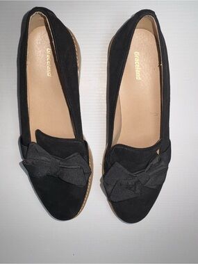 Grace Black Bow Accent Suede Loafers